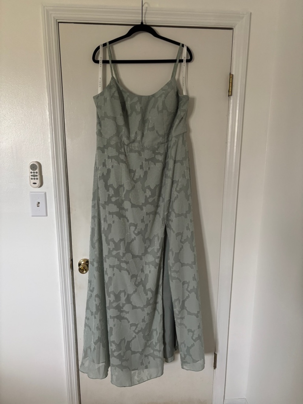 Azazie Sage Green Spaghetti Strap Floral Maxi Dress